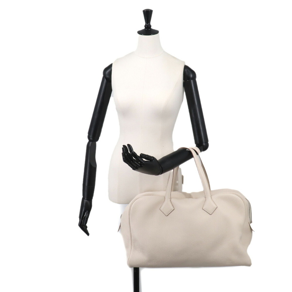 Victoria 43 Hermes HERMES Handbag Taurillon Clemence Leather Craie Silver Har... - Picture 9 of 9